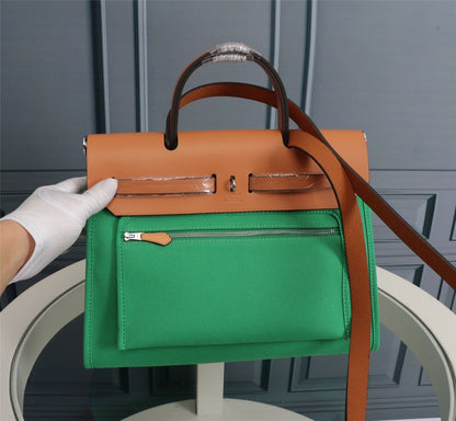 HM HERBAG ZIP 31 LONA VERDE BAMBÚ Y BRONCE