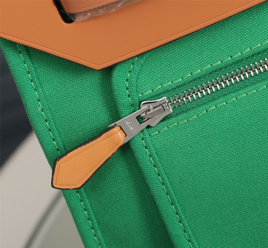 HM HERBAG ZIP 31 LONA VERDE BAMBÚ Y BRONCE