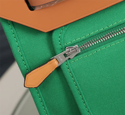 HM HERBAG ZIP 31 LONA VERDE BAMBÚ Y BRONCE