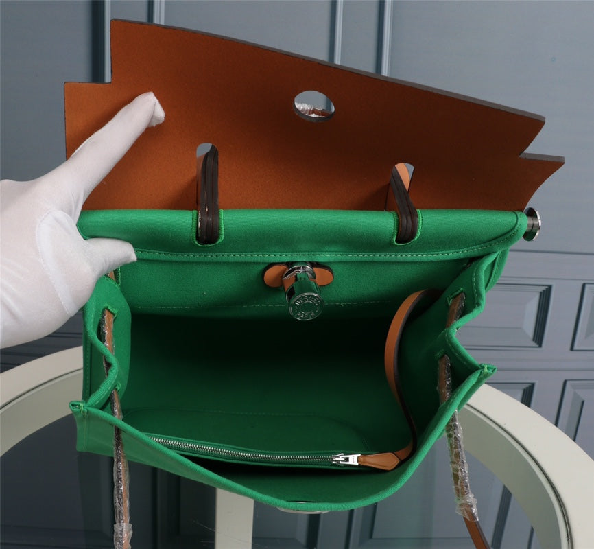 HM HERBAG ZIP 31 LONA VERDE BAMBÚ Y BRONCE