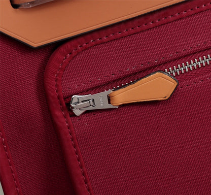 HM HERBAG ZIP 31 LONA ROJO VINO Y COBRE