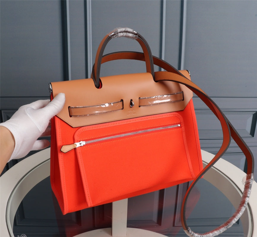 HM HERBAG ZIP 31 LONA ROJA NARANJA Y COBRE