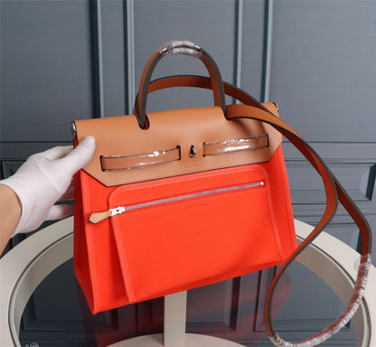 HM HERBAG ZIP 31 LONA ROJA NARANJA Y COBRE