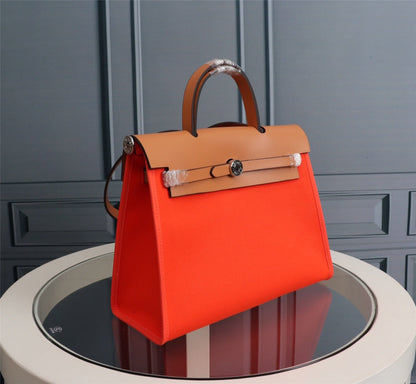 HM HERBAG ZIP 31 LONA ROJA NARANJA Y COBRE