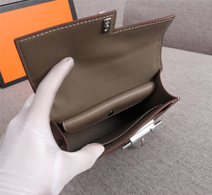 BOLSO MINI HM VERROU 17 PIEL DE BECERRO MARRÓN CENIZA