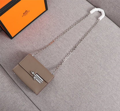BOLSO MINI HM VERROU 17 PIEL DE BECERRO MARRÓN CENIZA