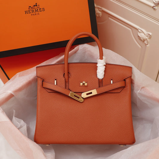 BOLSO HM BIRKIN 30 FIRE TOGO HARDWARE DORADO