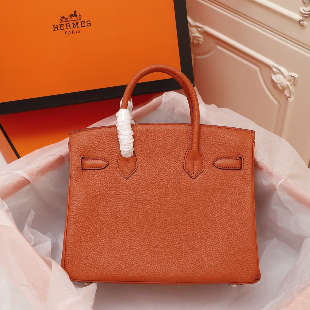 BOLSO HM BIRKIN 30 FIRE TOGO HARDWARE DORADO