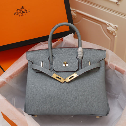 BOLSO HM BIRKIN 30 GRIS TEMPLADO TOGO HARDWARE DORADO