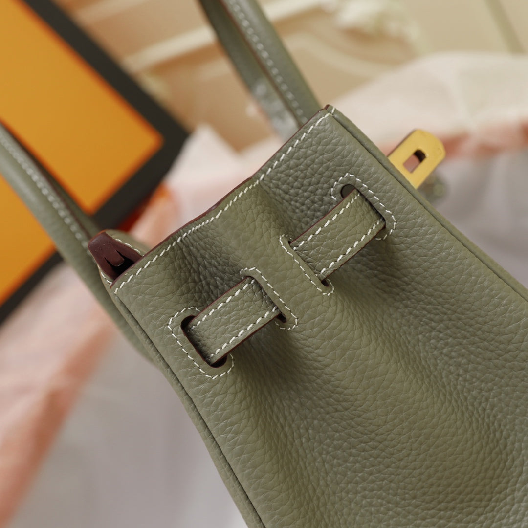 BOLSO HM BIRKIN 35 OLIVA TOGO HARDWARE DORADO