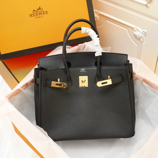BOLSO HM BIRKIN 30 NEGRO TOGO HARDWARE DORADO