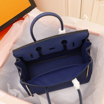 BOLSO HM BIRKIN 35 AZUL MARINO TOGO HARDWARE DORADO