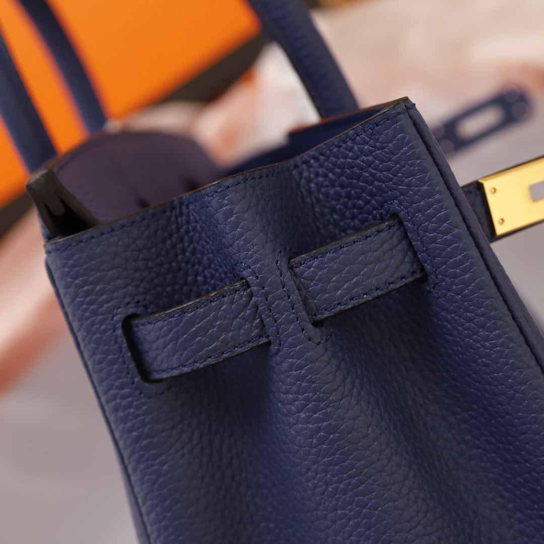 BOLSO HM BIRKIN 35 AZUL MARINO TOGO HARDWARE DORADO