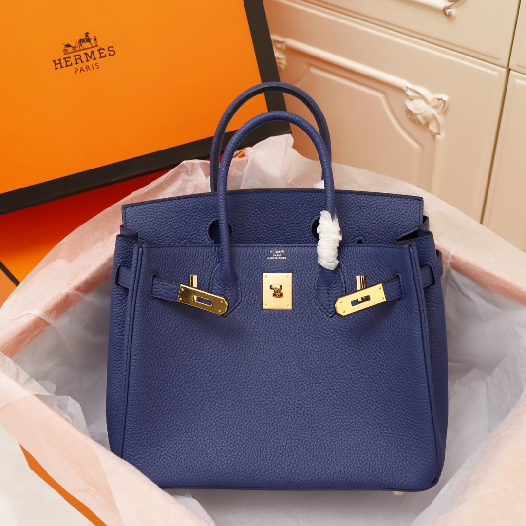 BOLSO HM BIRKIN 30 AZUL MARINO TOGO HARDWARE DORADO