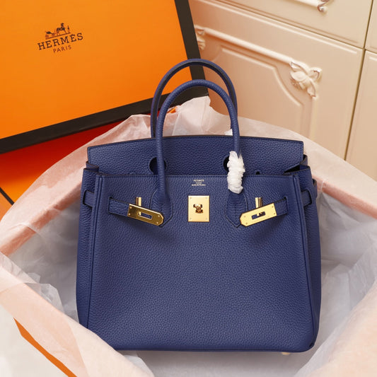 BOLSO HM BIRKIN 30 AZUL MARINO TOGO HARDWARE DORADO