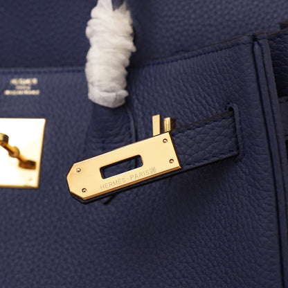 BOLSO HM BIRKIN 35 AZUL MARINO TOGO HARDWARE DORADO