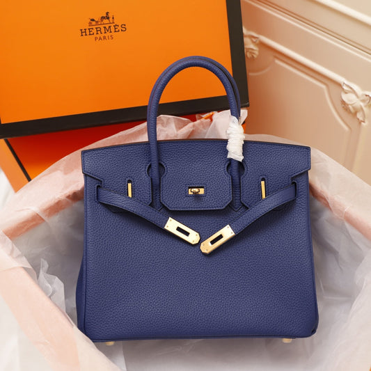 BOLSO HM BIRKIN 35 AZUL MARINO TOGO HARDWARE DORADO