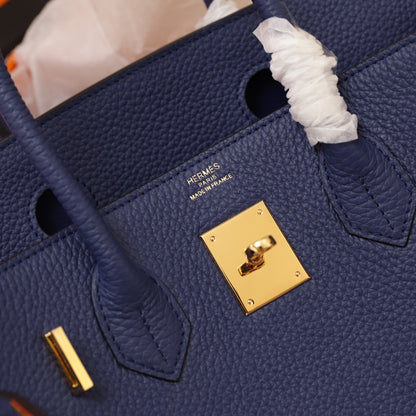 BOLSO HM BIRKIN 35 AZUL MARINO TOGO HARDWARE DORADO