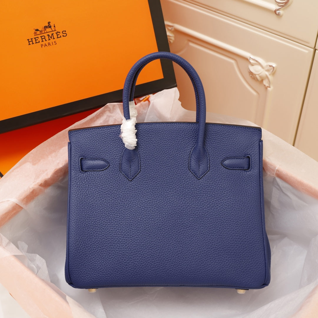 BOLSO HM BIRKIN 35 AZUL MARINO TOGO HARDWARE DORADO