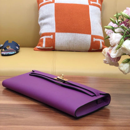 HM Kelly Cut 31cm Cuero Swift Morado Ghw