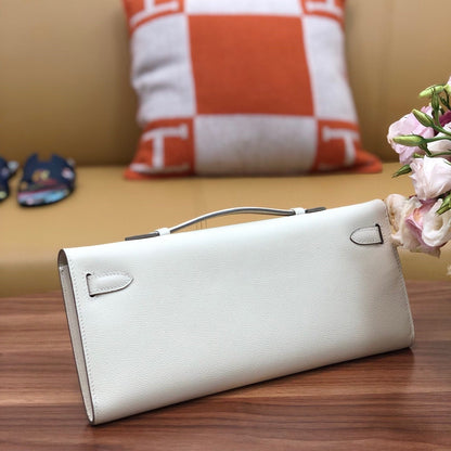 HM Kelly Cut 31cm Cuero Swift Blanco Ghw