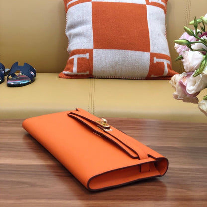 HM Kelly Cut 31cm Naranja Swift Cuero Ghw