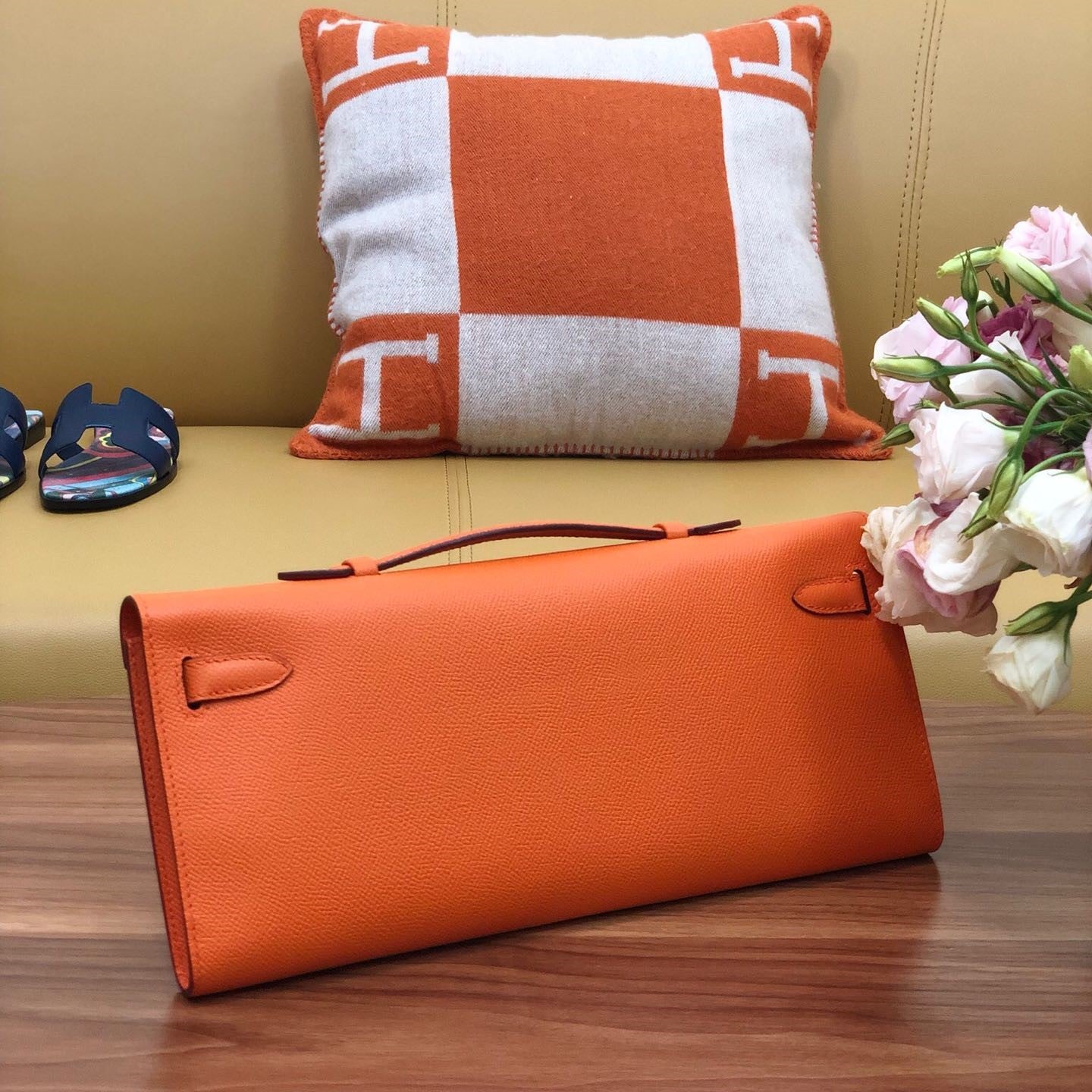 HM Kelly Cut 31cm Naranja Swift Cuero Ghw