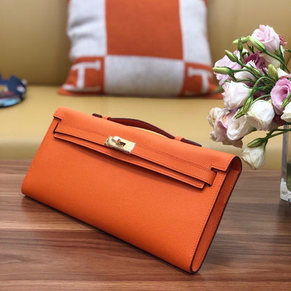 HM Kelly Cut 31cm Naranja Swift Cuero Ghw