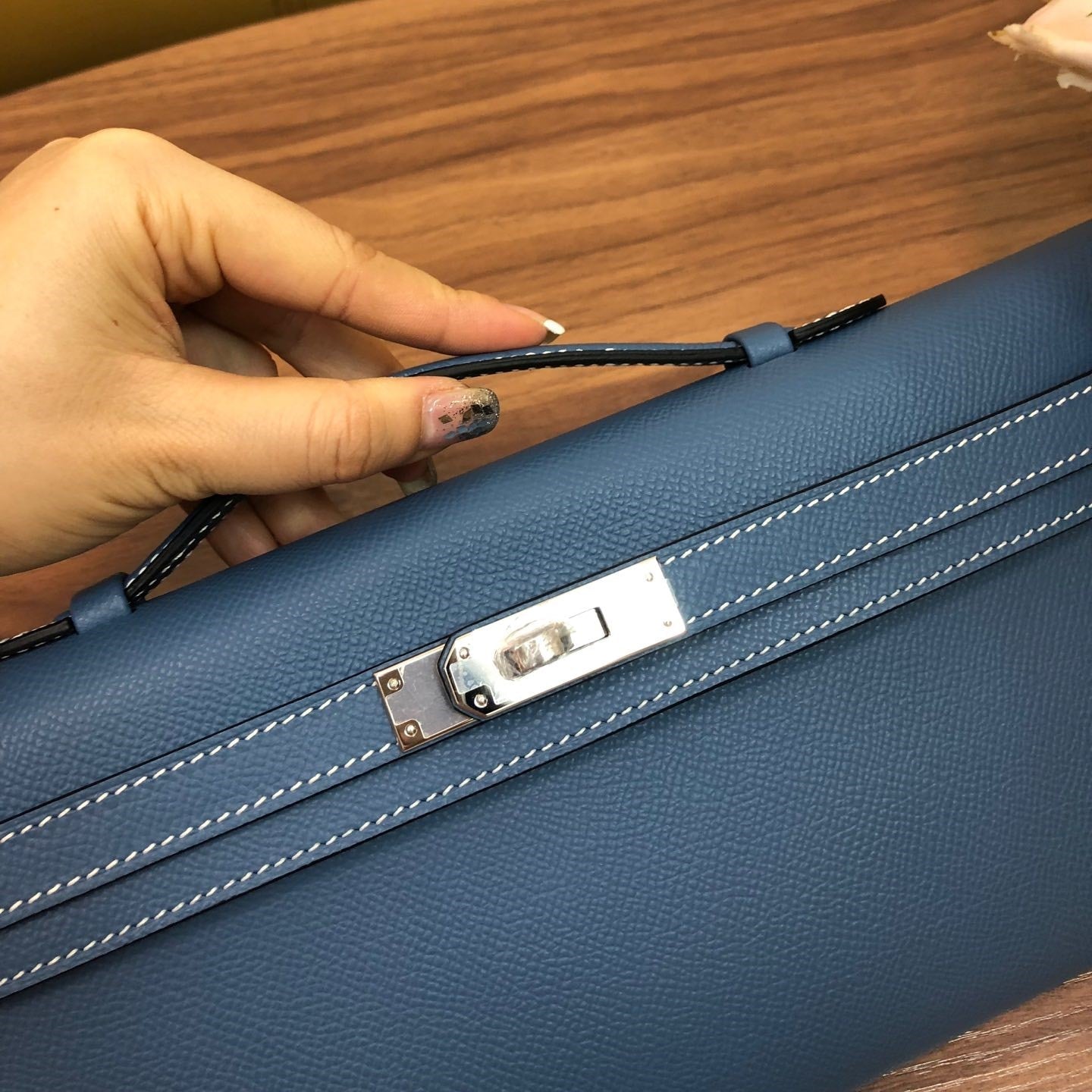 HM Kelly Cut 31cm Azul Swift Cuero Shw
