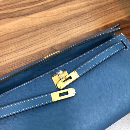 HM Kelly Cut 31cm Cuero Swift Azul Ghw