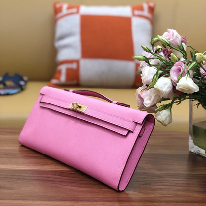 HM Kelly Cut 31cm Rosa Claro Swift Cuero Ghw