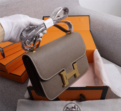 BOLSAS HM CONSTANCE 19 HERRAMIENTAS EPSOM DORADAS CHOCOLATE