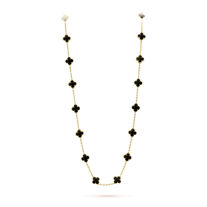DIANA CLOVER 20 MOTIFS ONYX NECKLACE