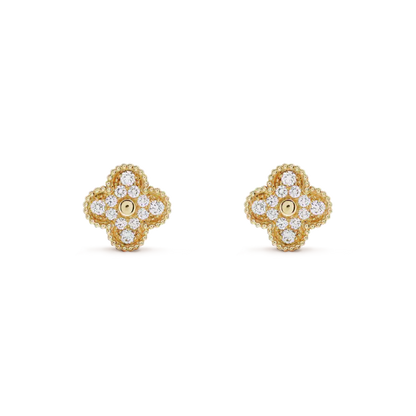DIANA CLOVER MEDIUM 1 MOTIFS FUll DIAMOND EARRINGS