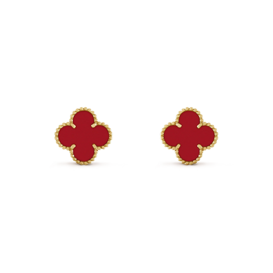 DIANA CLOVER MINI 9.5MM CARNELIAN EARRINGS