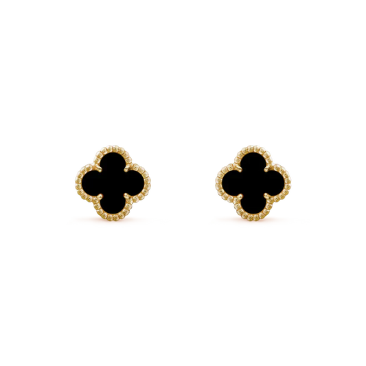 DIANA CLOVER MINI 9.5MM BLACK MOP EARRINGS
