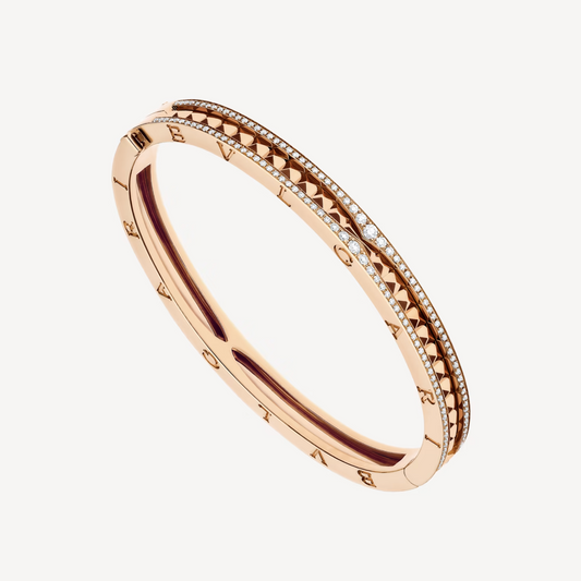 DIANA ZERO 1 SPIRAL AND PAVED DIAMOND PINK GOLD BRACELET