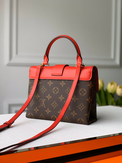LOCKY BB 21 IN BROWN MONOGRAM CANVAS AND RED CALFSKIN GOLD BUCKLE