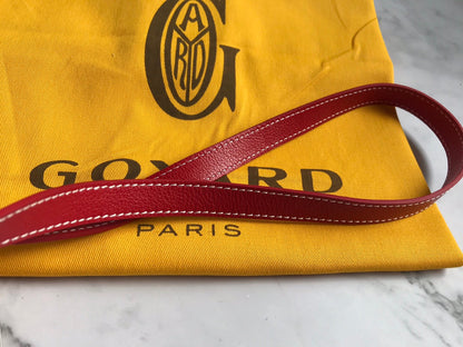 SAC SEAU PETIT FLOT 22 EN TOILE GOYARDINE ROUGE CLASSIQUE ET BORDURE EN CUIR D'AGNEAU
