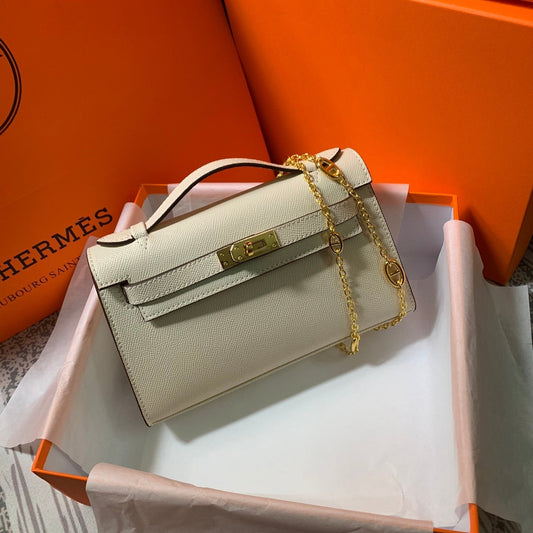 HM KELLY MINI POCHETTE 22 CREMA EPSOM