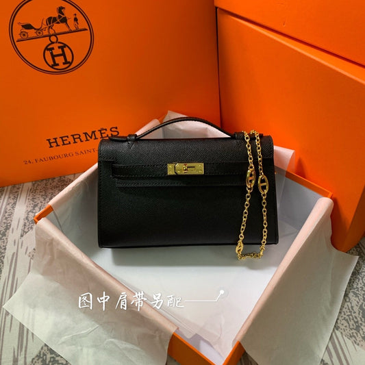 HM KELLY MINI POCHETTE 22 NEGRO EPSOM