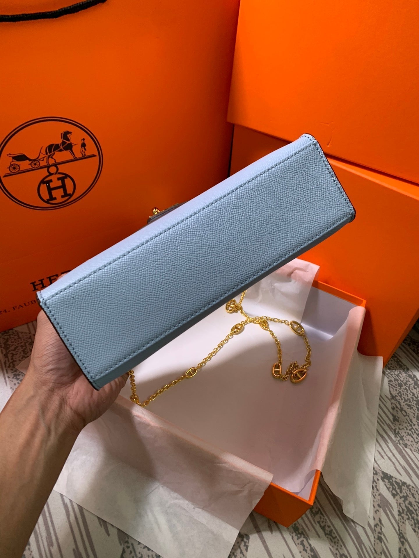 HM KELLY MINI POCHETTE 22 ZAFIRO EPSOM
