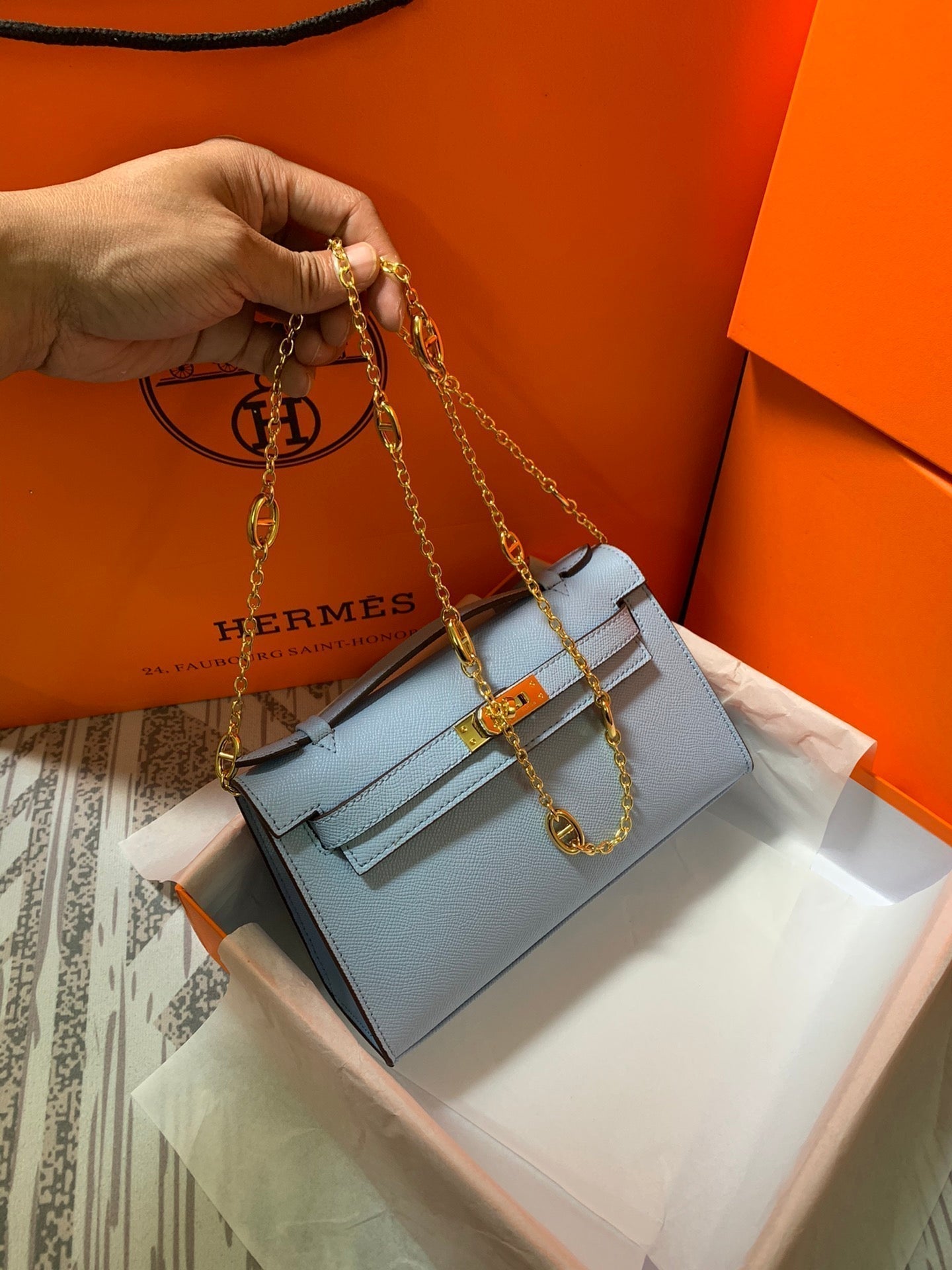 HM KELLY MINI POCHETTE 22 ZAFIRO EPSOM