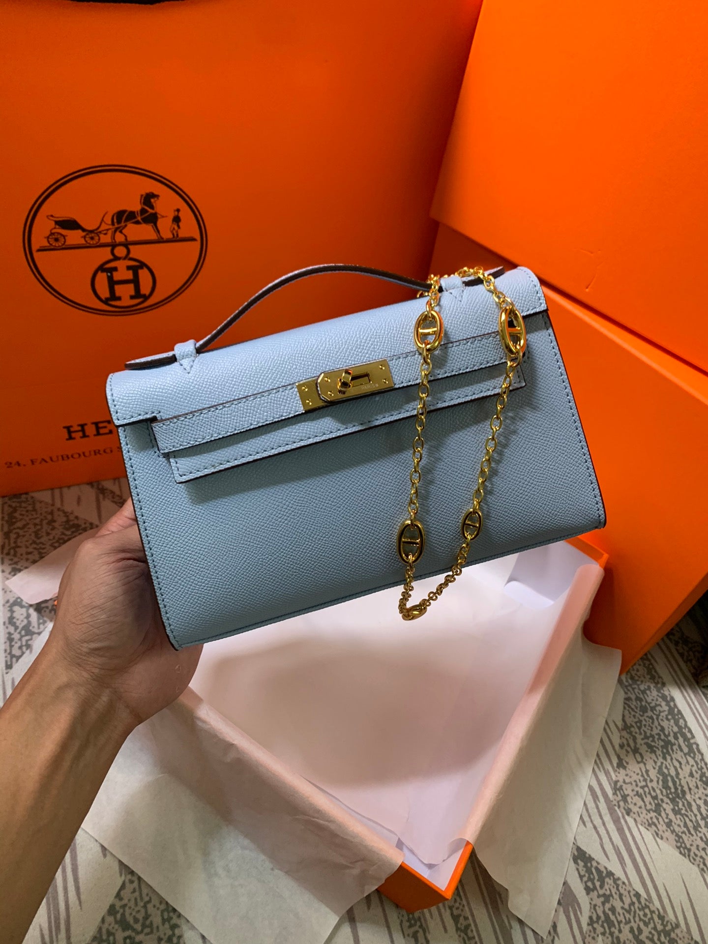 HM KELLY MINI POCHETTE 22 ZAFIRO EPSOM