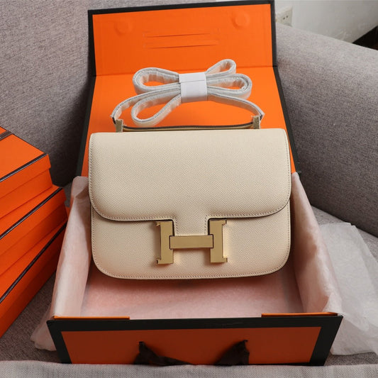 BOLSAS HM CONSTANCE 19 CREMA EPSOM HARDWARE DORADO