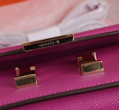 BOLSO HM CONSTANCE 22 ROSA EPSOM HARDWARE DORADO