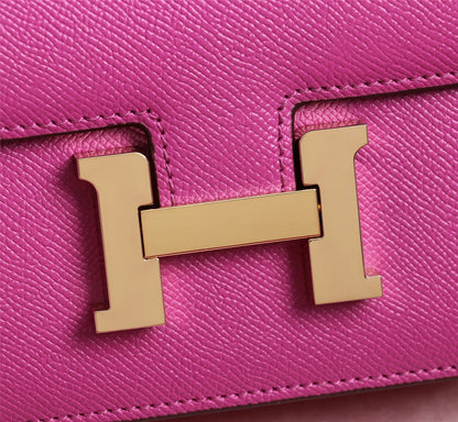 BOLSO HM CONSTANCE 22 ROSA EPSOM HARDWARE DORADO
