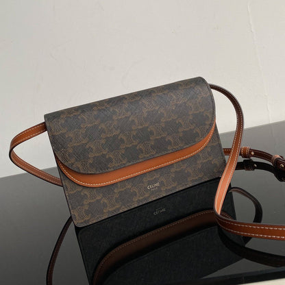 BOLSO TRIPHOME 20 DE DOBLE CAPA DE PIEL DE BECERRO CON ESTAMPADO NEGRO Y MONOGRAMA