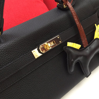 BOLSO DE HOMBRO HM 35 NEGRO TOGO HARDWARE DORADO