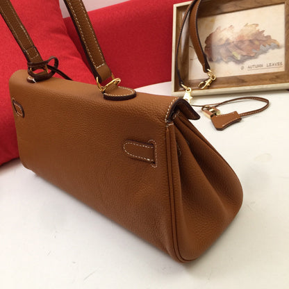 BOLSO DE HOMBRO HM 35 MARRÓN TOGO HIERRO DORADO
